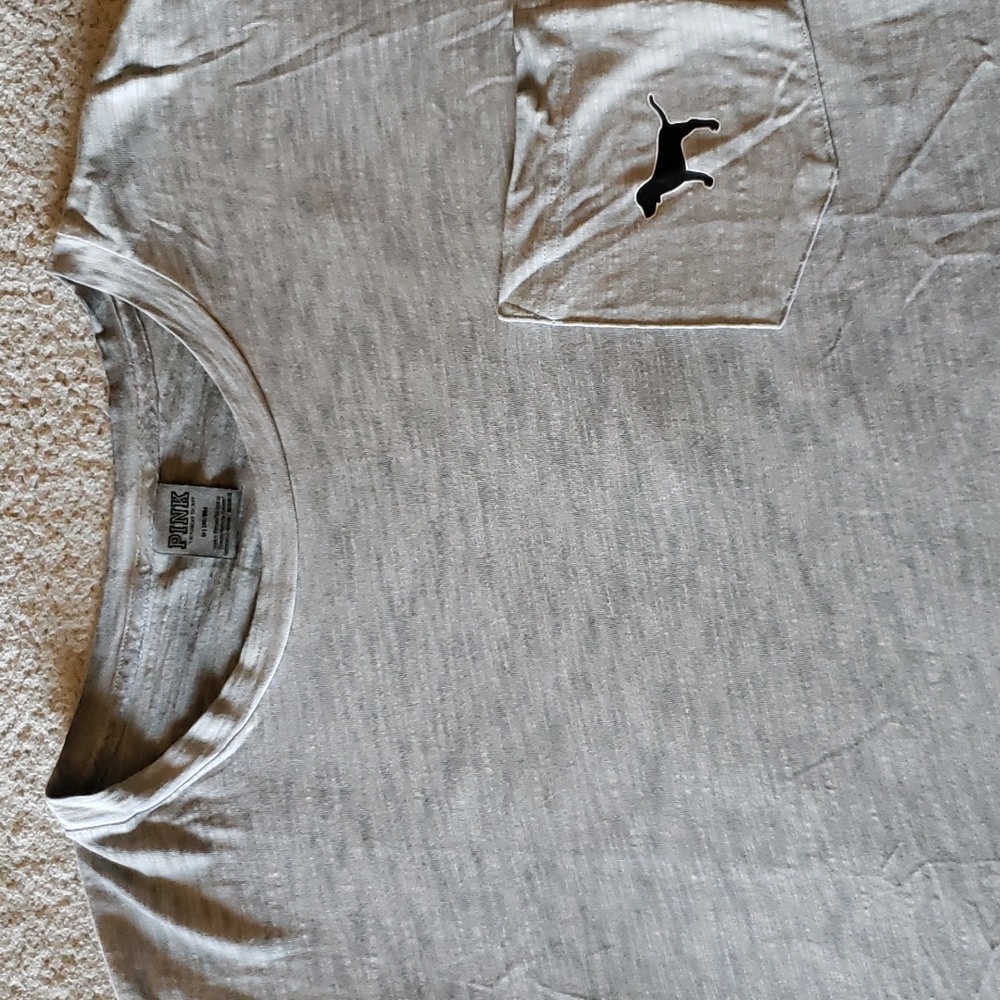 VS PINK Logo Collectable Garment Dyed Cotton Short Sleeve Pocket Crew Tee - Picture 5 of 8